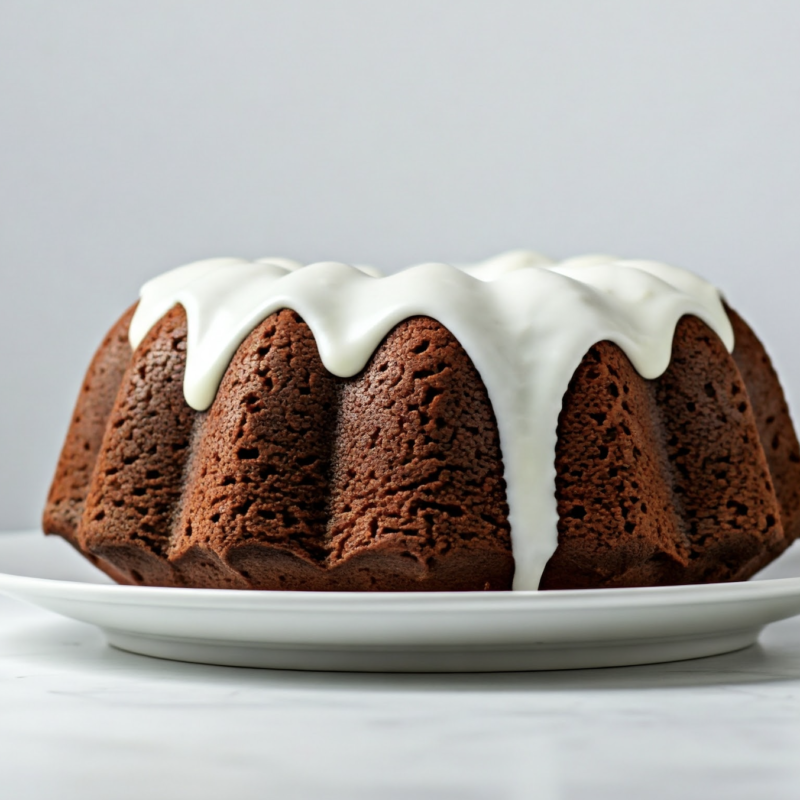 Chocolate bundt cake with White glaze